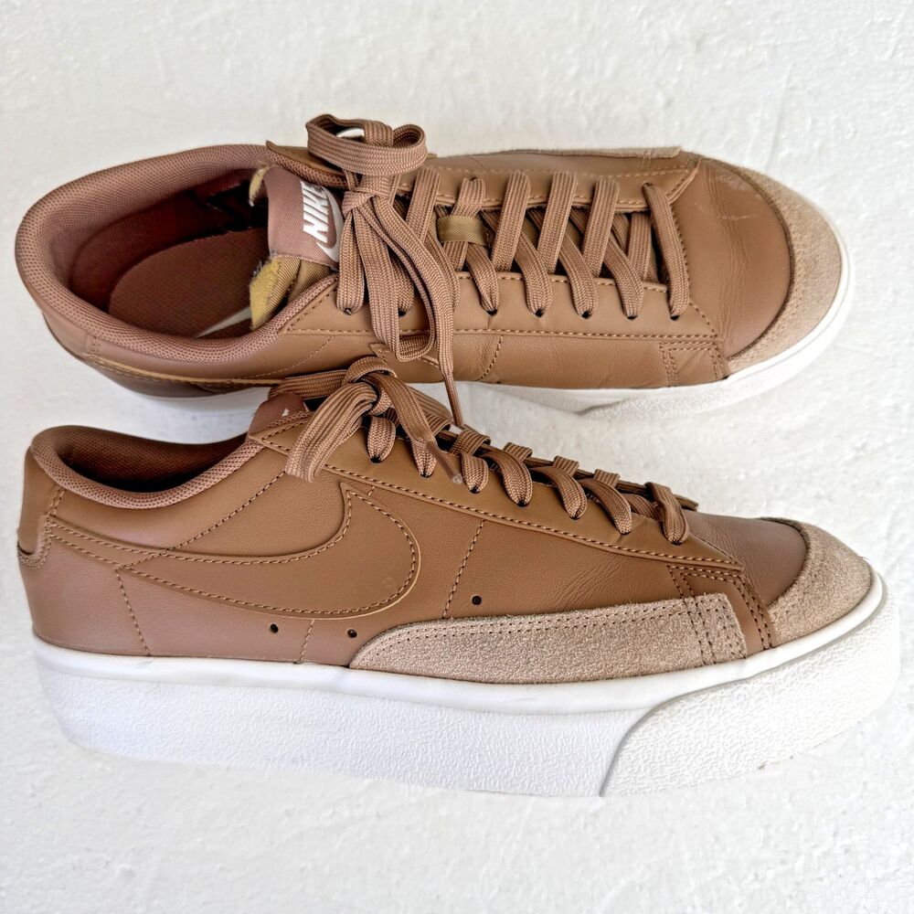 Size 10 -Nike Women's Blazer Low Platform Dark Driftwood DJ0292-200